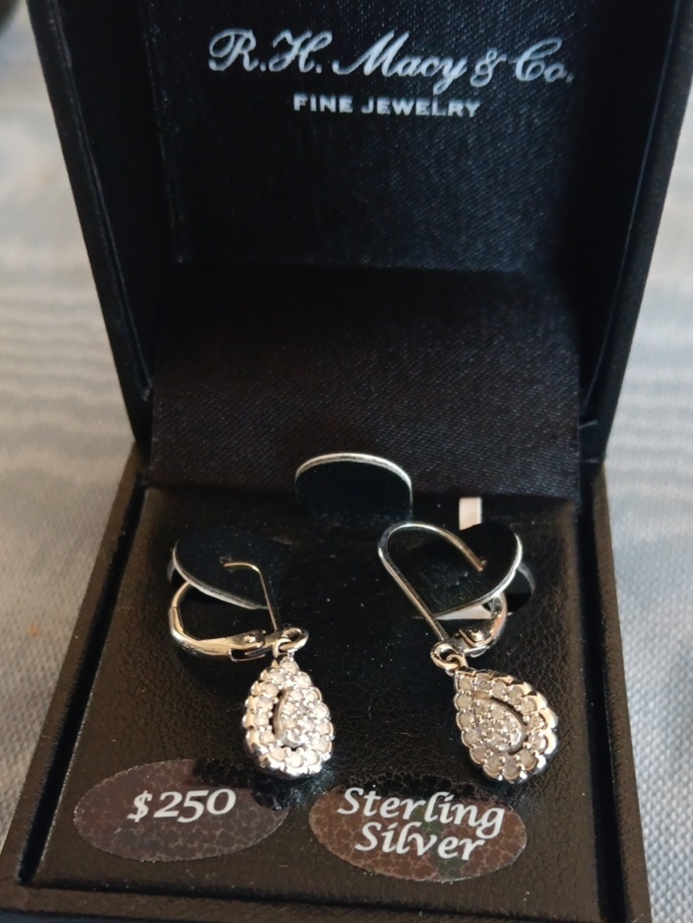 Sterling Silver Teardrop Dangle Earrings - Silver